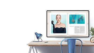 Un Fluidbook LVMH affich&eacute; sur un &eacute;cran d'ordinateur pos&eacute; sur un bureau