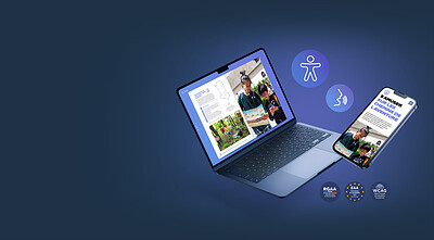 Fluidbook accessible sur ordinateur portable et smartphone, avec les labels RGAA, EAA et WCAG
