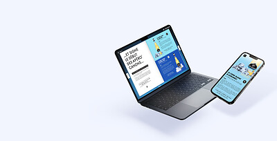 Dossier de presse interactif sur ordinateur portable et smartphone