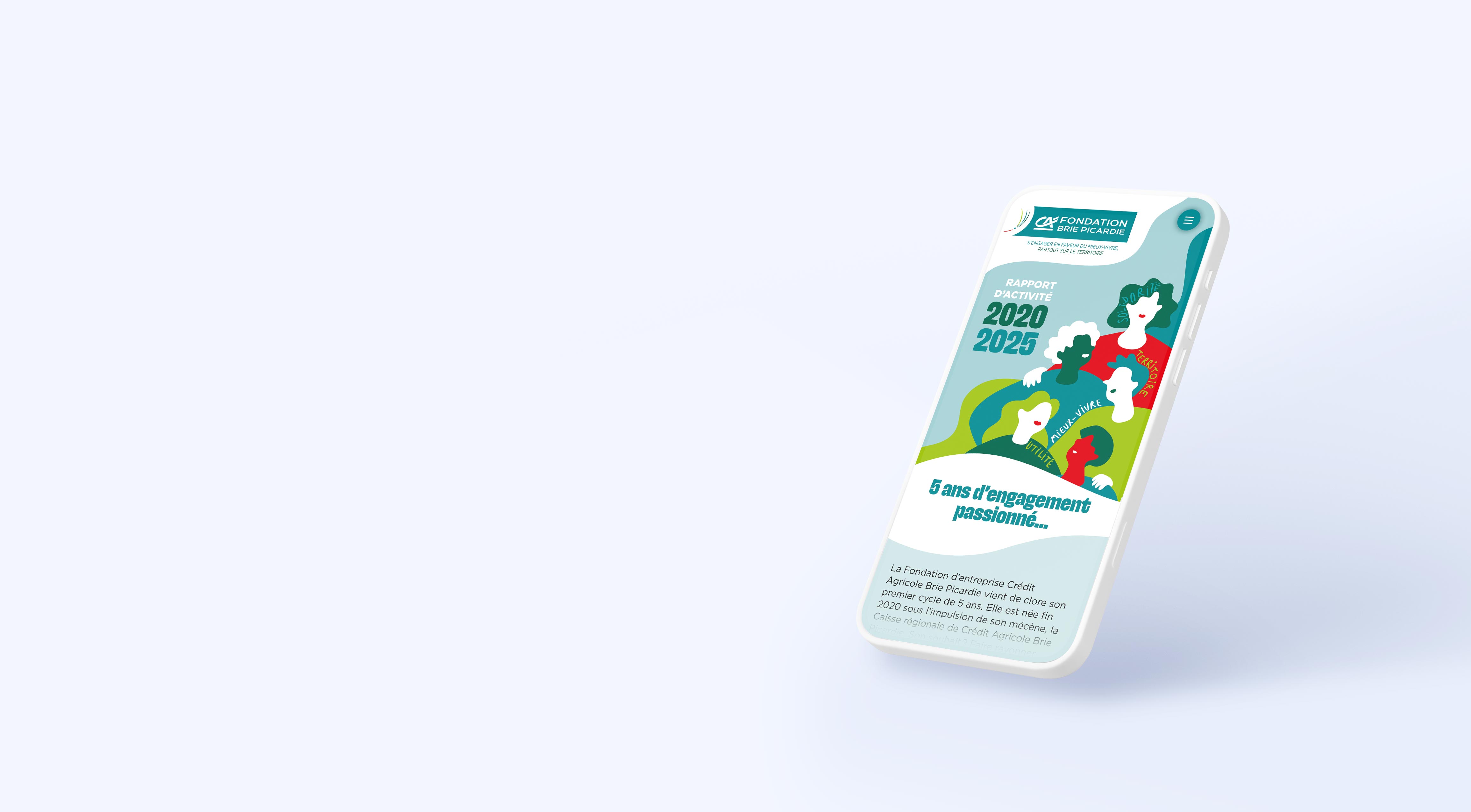 Rapport de la Fondation Cr&eacute;dit Agricole Brie Picardie en version Mobile First sur smartphone