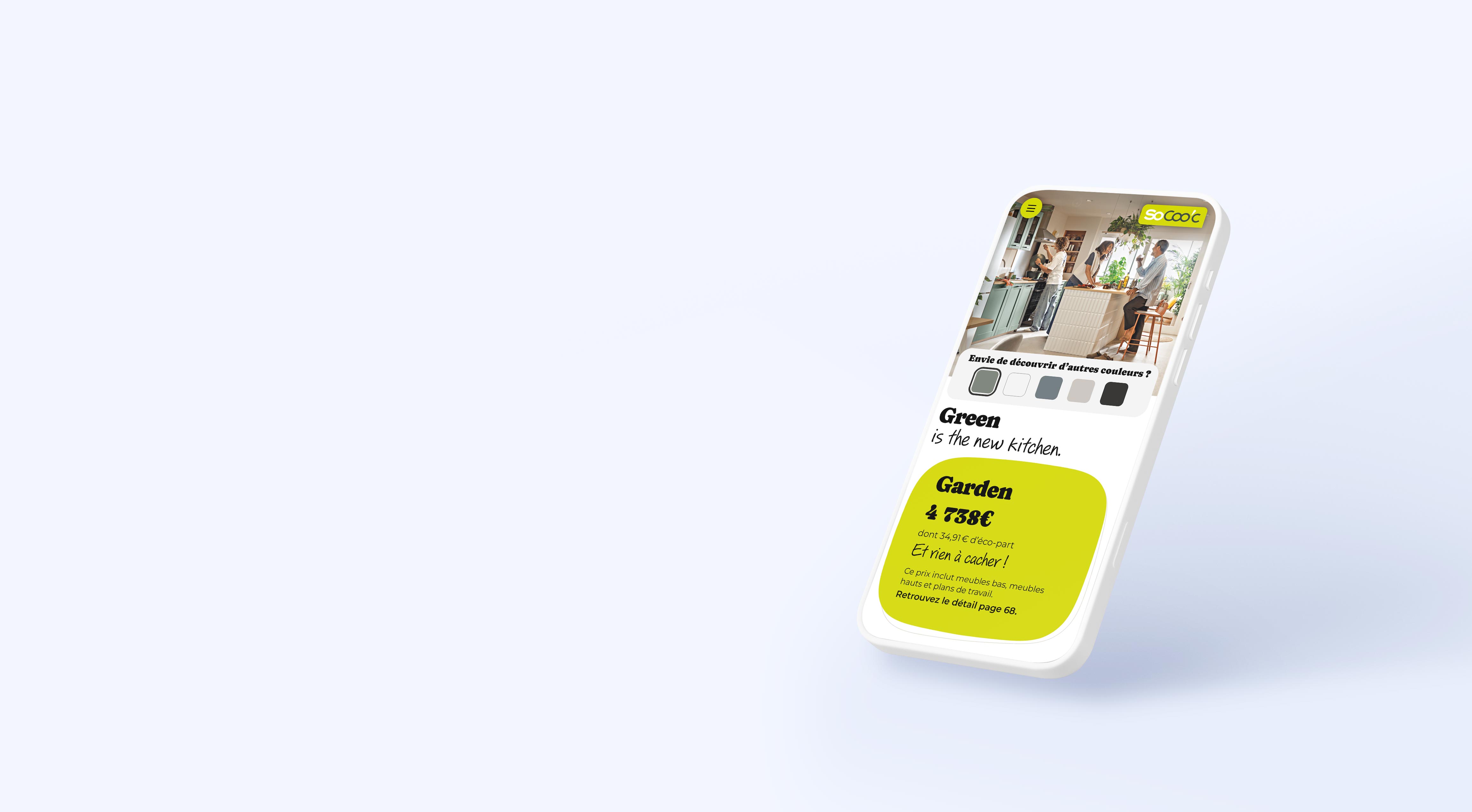 Catalogue de cuisines SoCoo'c en version Mobile First sur smartphone